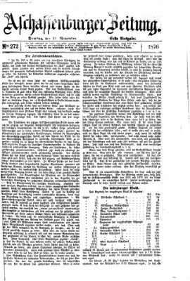 Aschaffenburger Zeitung Samstag 11. November 1876
