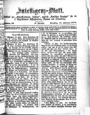 Aschaffenburger Zeitung Dienstag 15. Februar 1876