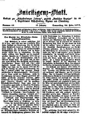 Aschaffenburger Zeitung Donnerstag 24. Februar 1876