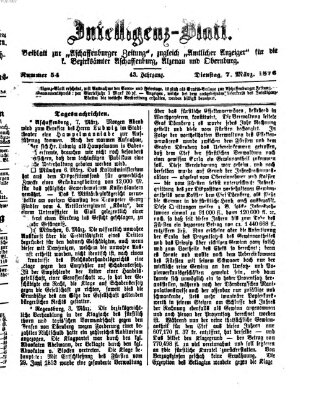 Aschaffenburger Zeitung Dienstag 7. März 1876