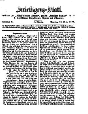 Aschaffenburger Zeitung Samstag 18. März 1876