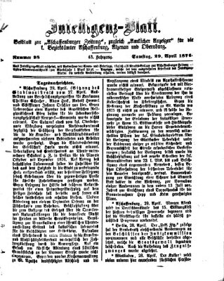 Aschaffenburger Zeitung Samstag 29. April 1876
