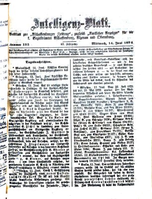 Aschaffenburger Zeitung Mittwoch 14. Juni 1876
