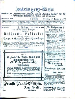 Aschaffenburger Zeitung Samstag 16. Dezember 1876