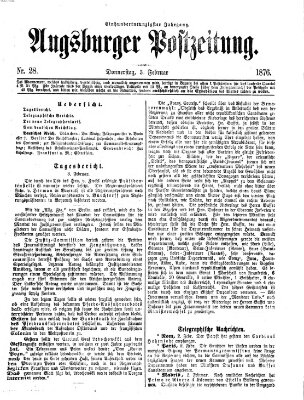 Augsburger Postzeitung Donnerstag 3. Februar 1876
