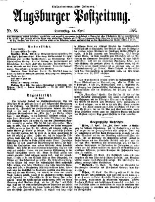 Augsburger Postzeitung Donnerstag 13. April 1876