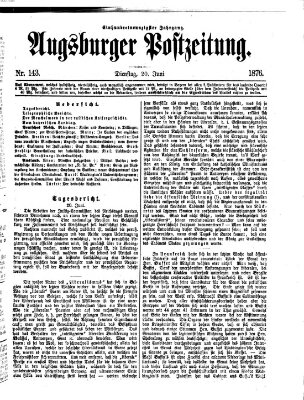 Augsburger Postzeitung Dienstag 20. Juni 1876