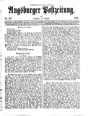 Augsburger Postzeitung Samstag 19. August 1876