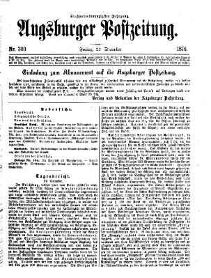 Augsburger Postzeitung Freitag 22. Dezember 1876