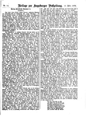 Augsburger Postzeitung Mittwoch 16. Februar 1876