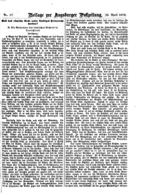 Augsburger Postzeitung Samstag 29. April 1876