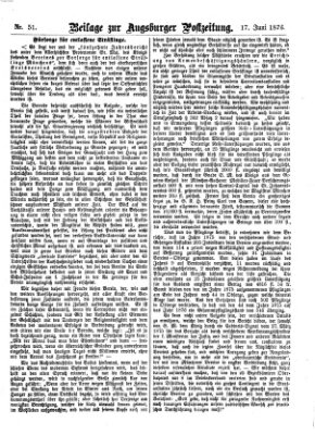 Augsburger Postzeitung Samstag 17. Juni 1876