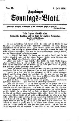 Augsburger Sonntagsblatt (Augsburger Postzeitung) Sonntag 2. Juli 1876