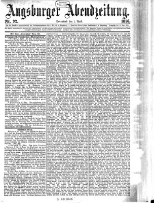 Augsburger Abendzeitung Samstag 1. April 1876