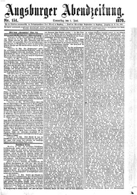 Augsburger Abendzeitung Donnerstag 1. Juni 1876