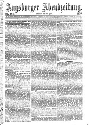Augsburger Abendzeitung Mittwoch 14. Juni 1876