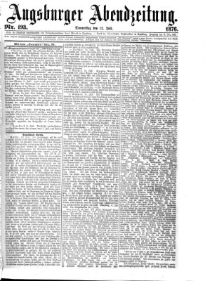 Augsburger Abendzeitung Donnerstag 13. Juli 1876