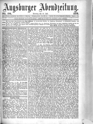 Augsburger Abendzeitung Sonntag 16. Juli 1876