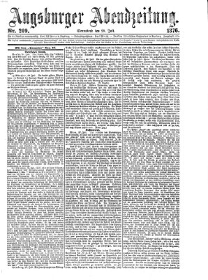 Augsburger Abendzeitung Samstag 29. Juli 1876