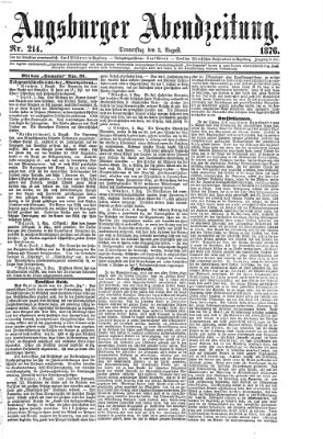 Augsburger Abendzeitung Donnerstag 3. August 1876