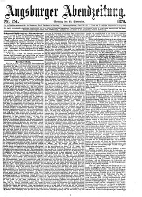 Augsburger Abendzeitung Sonntag 10. September 1876