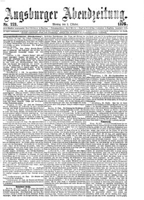 Augsburger Abendzeitung Montag 2. Oktober 1876