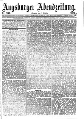 Augsburger Abendzeitung Sonntag 15. Oktober 1876