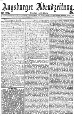 Augsburger Abendzeitung Samstag 21. Oktober 1876