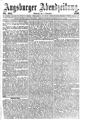 Augsburger Abendzeitung Mittwoch 1. November 1876