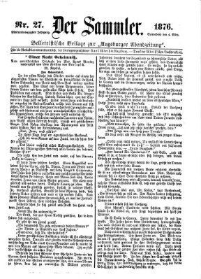 Der Sammler (Augsburger Abendzeitung) Samstag 4. März 1876