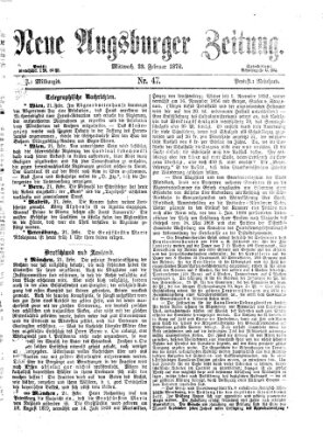 Neue Augsburger Zeitung Mittwoch 23. Februar 1876