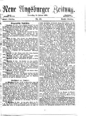 Neue Augsburger Zeitung Donnerstag 24. Februar 1876