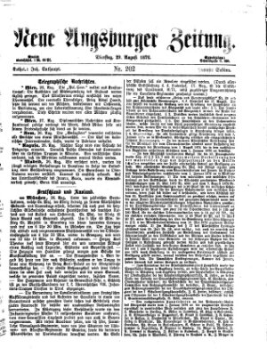 Neue Augsburger Zeitung Dienstag 29. August 1876
