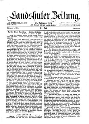 Landshuter Zeitung Mittwoch 1. März 1876