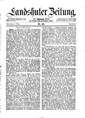 Landshuter Zeitung Donnerstag 2. März 1876