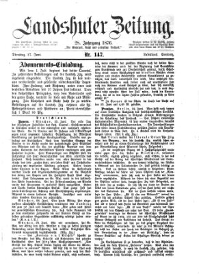Landshuter Zeitung Dienstag 27. Juni 1876