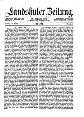 Landshuter Zeitung Dienstag 22. August 1876