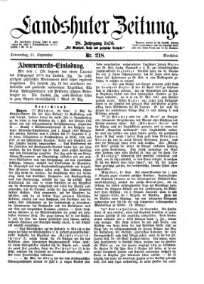 Landshuter Zeitung Donnerstag 21. September 1876