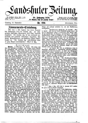 Landshuter Zeitung Samstag 30. September 1876