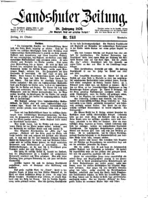 Landshuter Zeitung Freitag 20. Oktober 1876