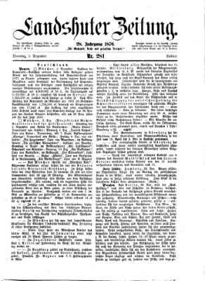 Landshuter Zeitung Dienstag 5. Dezember 1876