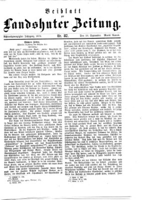 Landshuter Zeitung Sonntag 10. September 1876