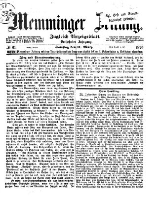 Memminger Zeitung Samstag 11. März 1876