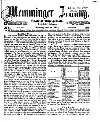 Memminger Zeitung Samstag 18. März 1876