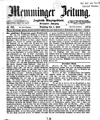 Memminger Zeitung Samstag 1. Juli 1876