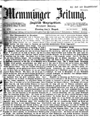 Memminger Zeitung Dienstag 1. August 1876