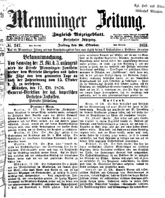 Memminger Zeitung Freitag 20. Oktober 1876