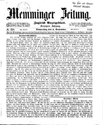 Memminger Zeitung Donnerstag 2. November 1876