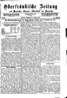 Oberfränkische Zeitung und Bayreuther Anzeiger (Bayreuther Anzeiger) Mittwoch 23. Februar 1876