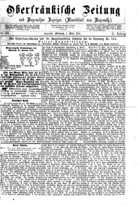 Oberfränkische Zeitung und Bayreuther Anzeiger (Bayreuther Anzeiger) Mittwoch 1. März 1876